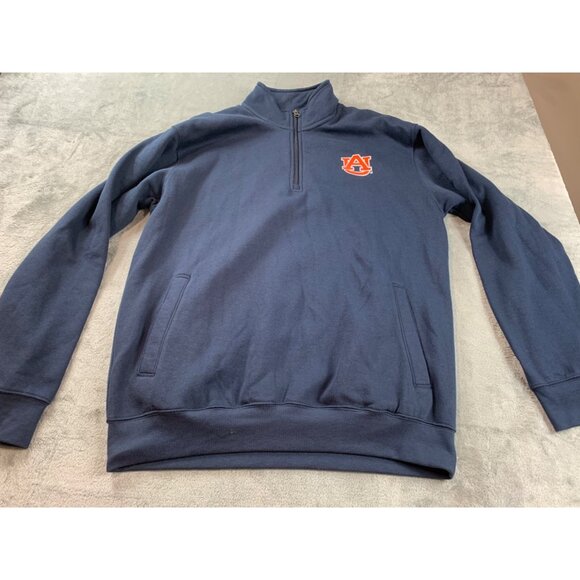 Champion Auburn Tigers Half-Zip Pullover Sweatshirt L Cotton & Polyester Navy Bl - Picture 1 of 14